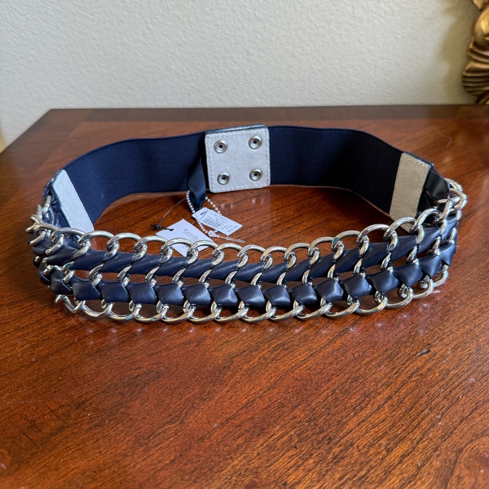 NWT White House Black Market navy and Silver Belt